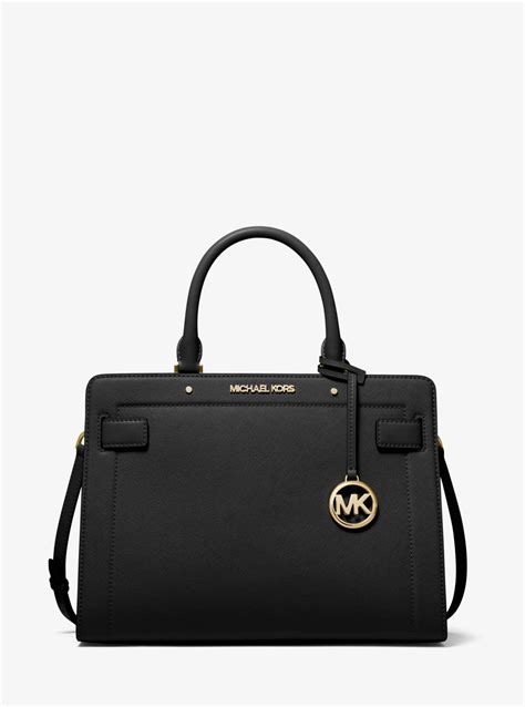 michael kors rayne satchel black|Rayne Medium Saffiano Leather Satchel .